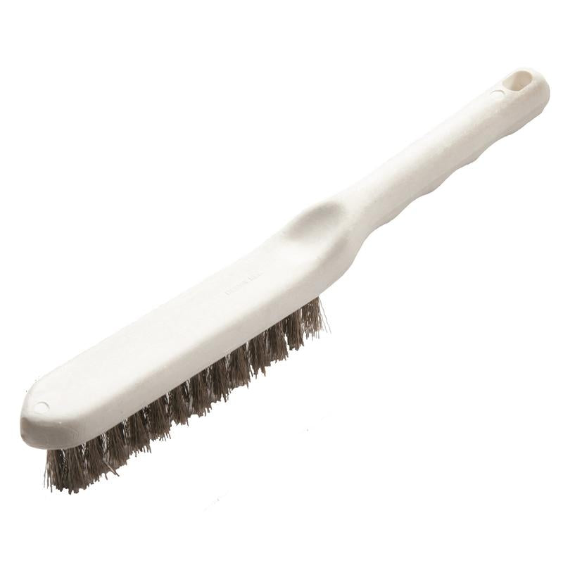 The Diversey Germany grill brush with stainless steel bristles (1 piece) has a white handle with a hanging loop and sturdy bristles - ideal for efficient cleaning. Shown against a white background.