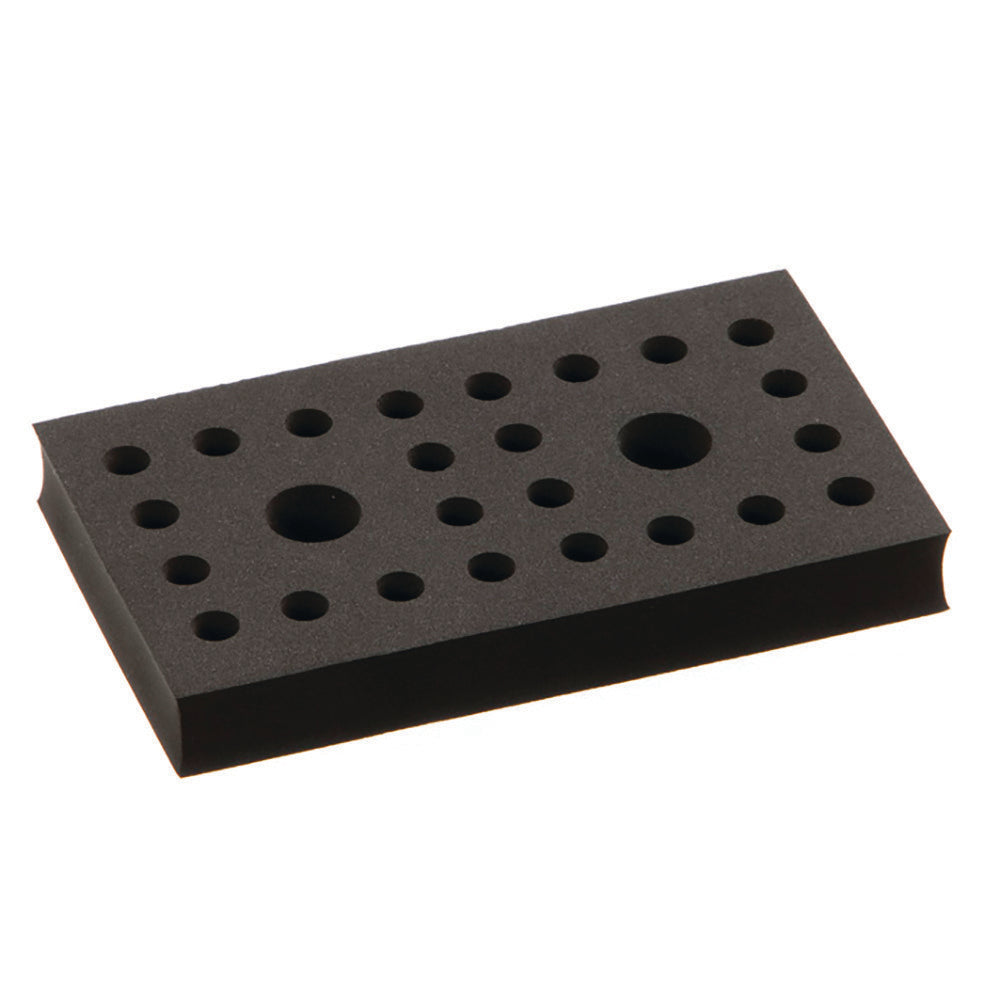 Black rectangular foam block with circular holes in rows/columns, ideal for professional cleaning; TASKI Duo Mop Press insert from Diversey, suitable for TASKI Press 7517291 (1 piece).