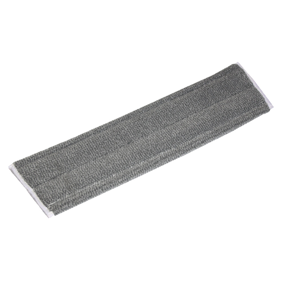 On a white background is a rectangular gray TASKI Jonmaster Pro HD scrubbing mop from Diversey Deutschland GmbH & Co. OHG with textured microfiber, rounded corners, and a white edge – ideal for professional cleaning tasks.