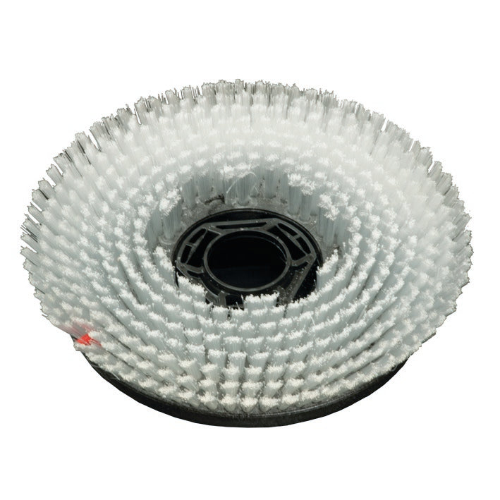 The scrubbing brush exposed aggregate concrete (33 cm) from Diversey Deutschland GmbH & Co. OHG is a scrubbing brush with angled bristles and a black center hub for the swingo 1650 - ideal for cleaning exposed aggregate concrete surfaces. Package size: 1 piece. Pictured on a white background.