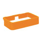 A rectangular, orange plastic TASKI frame for bags from Diversey Deutschland GmbH & Co. OHG, suitable for cloth box holder 7517270/7517371, with an open top and side cutouts, is depicted on a white background. Package: 1 piece.