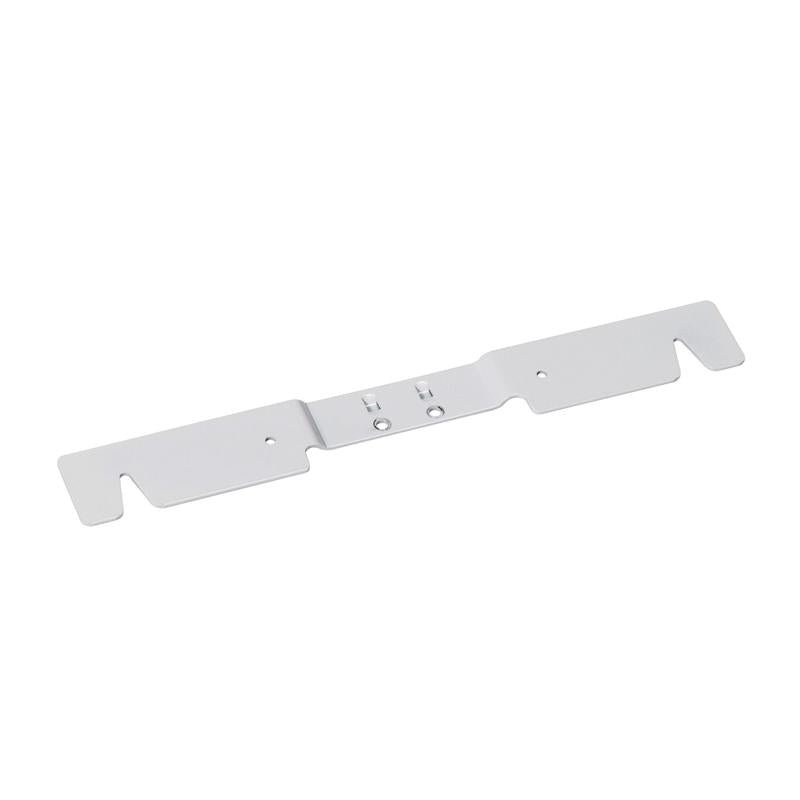 The TASKI small accessory holder (350 mm) from Diversey Deutschland GmbH & Co. OHG is a flat holder with three holes, two middle screws, and notched ends, allowing versatile handling of cleaning accessories. Package: 1 piece.