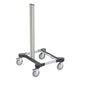 The product "TASKI Chassis Micro, small base frame" from Diversey Deutschland GmbH & Co. OHG is a compact, mobile equipment base frame with four swivel castors and a central post on a white background.