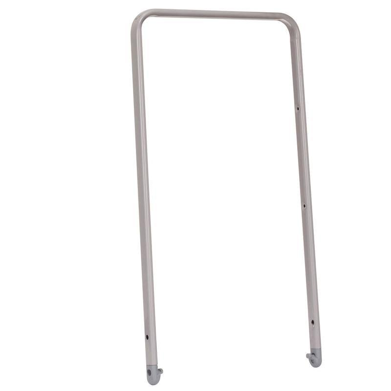 The drawbar to the chassis, aluminum bumper, 2-way height adjustable (1 piece) from Diversey Deutschland GmbH & Co. OHG with two vertical legs and a horizontal upper bar, depicted on a plain white background.