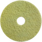 Das Diversey Twister Pad (gelb) von Diversey Deutschland GmbH & Co. OHG ist ein rundes Restaurierungs-Pad mit Loch für Steinböden und bietet strukturierte Oberfläche, ideal zur Reinigung. Produktabbildung vor weißem Hintergrund.