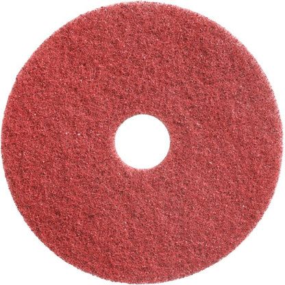 The Twister Pad, scrubbing and deep cleaning pad, red by Diversey Deutschland GmbH & Co. OHG is a red, round pad with a rough surface and hole in the middle – optimal for professional cleaning applications.