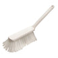 The hand broom for dustpan white from Diversey Deutschland GmbH & Co. OHG is a white plastic hand broom with a long handle, soft bristles, and a hanging hole, ideal for cleaning. The package contains 2 pieces.