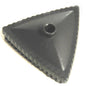 The triangular brush for the TASKI Steamer from Diversey Deutschland GmbH & Co. OHG features a central round opening, structured edges, and underside bristles for effective cleaning; suitable for mounting on the steam lance. The package contains 1 piece.