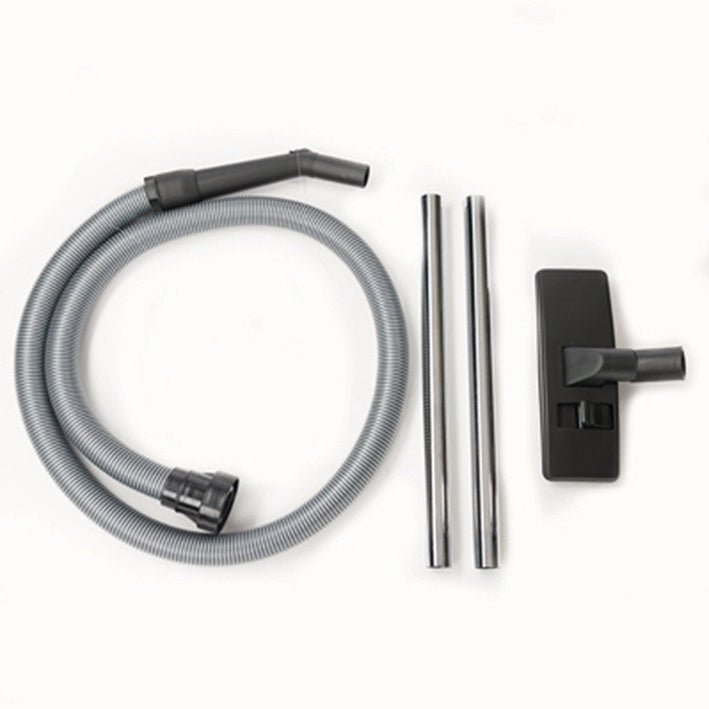 The TASKI go standard accessory set (32 mm) from Diversey Deutschland GmbH & Co. OHG consists of a flexible hose, two metal extension rods, and a rectangular floor nozzle, all on a white background. Suitable for TASKI go; package contains 1 piece.