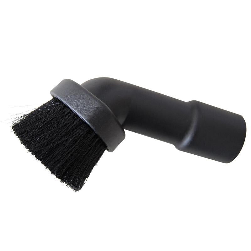 The TASKI AERO long brush nozzle 32 mm from Diversey Deutschland GmbH & Co. OHG is a black vacuum cleaner brush with angled bristles and a round base, ideal for effective cleaning of surfaces and hard-to-reach areas. Suitable for TASKI AERO, 1 piece per package.