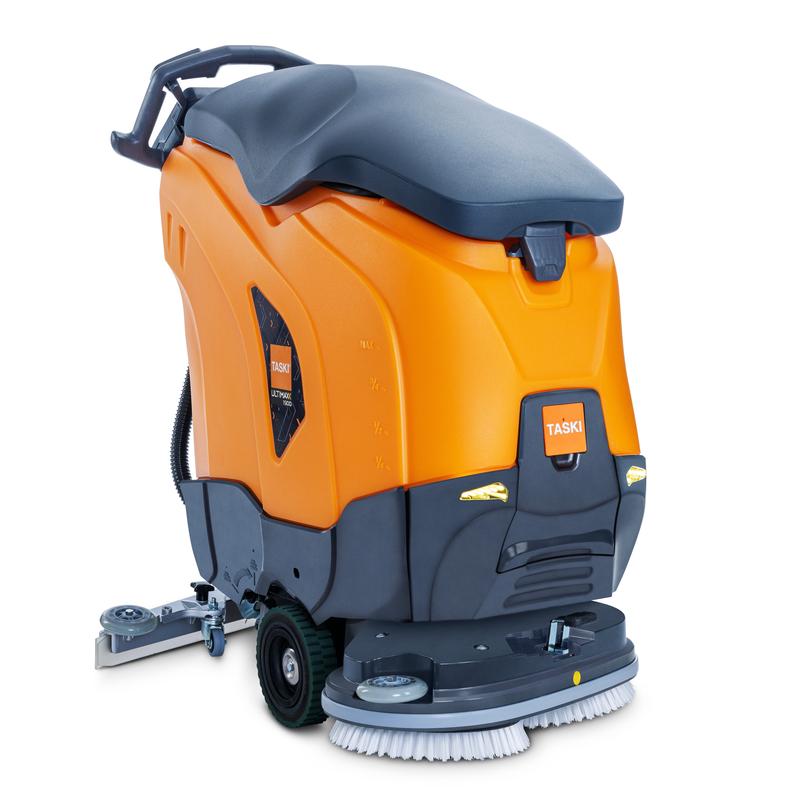 The TASKI ULTIMAXX 1900 DD55 Economy P BMS 25A is an innovative, non-driven scrubber dryer from Diversey Germany with a 42L tank and 55cm double disc, designed for efficient floor cleaning. Package: 1 piece.