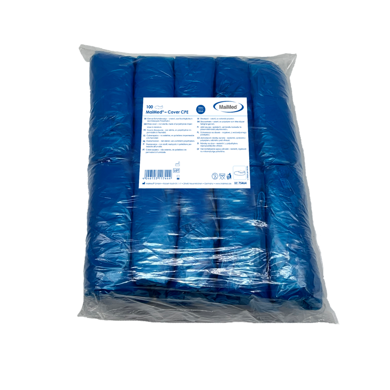 MaiMed-Cover CPE shoe covers Disposable shoe covers made of CPE, blue, 100 pieces/pack. | Pack (100 pieces)