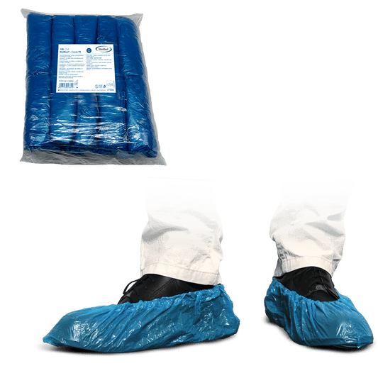 MaiMed-Cover PE shoe covers Disposable shoe covers made of PE, blue, 100 pieces/pack. | Pack (100 pieces)