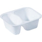 The Duni GmbH PP Bowl 2 White PP 138x114x53 is a white plastic tray with two compartments, ideal for food or spices in the catering industry; available in packs of 480 pieces.