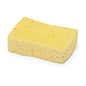 The Nölle Profi Brush Viscose Sponge Rectangular 15x8x4 cm, a rectangular yellow cleaning sponge with a textured surface from Nölle Profi Brush Bürsten- & Pinseltechnik e.K., is depicted on a plain white background for effective cleaning.