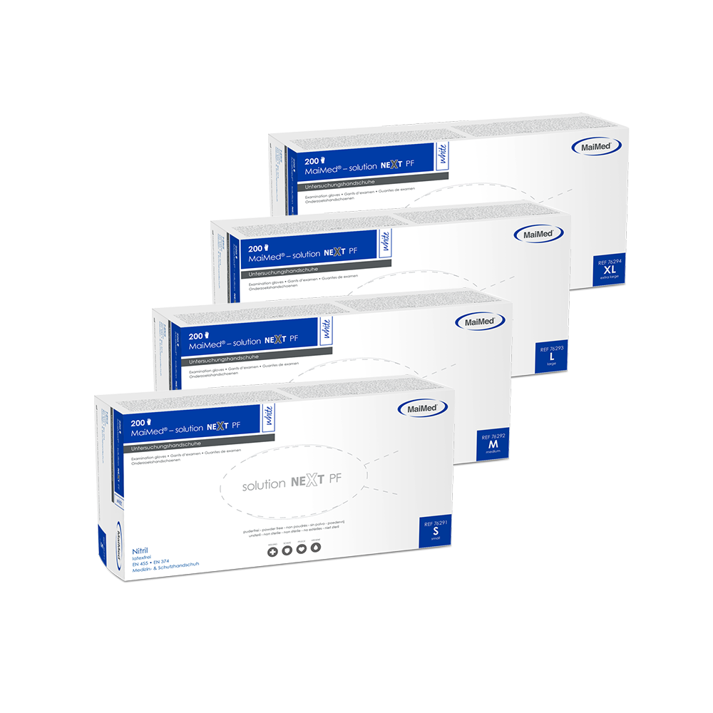 MaiMed-solution next white nitrile gloves, non-sterile, latex-free, 200 pieces/box