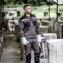 NITRAS SPLIT STAR 1, cow split leather gloves, natural color / gray, EN 388 cotton | Pack (12 pairs)