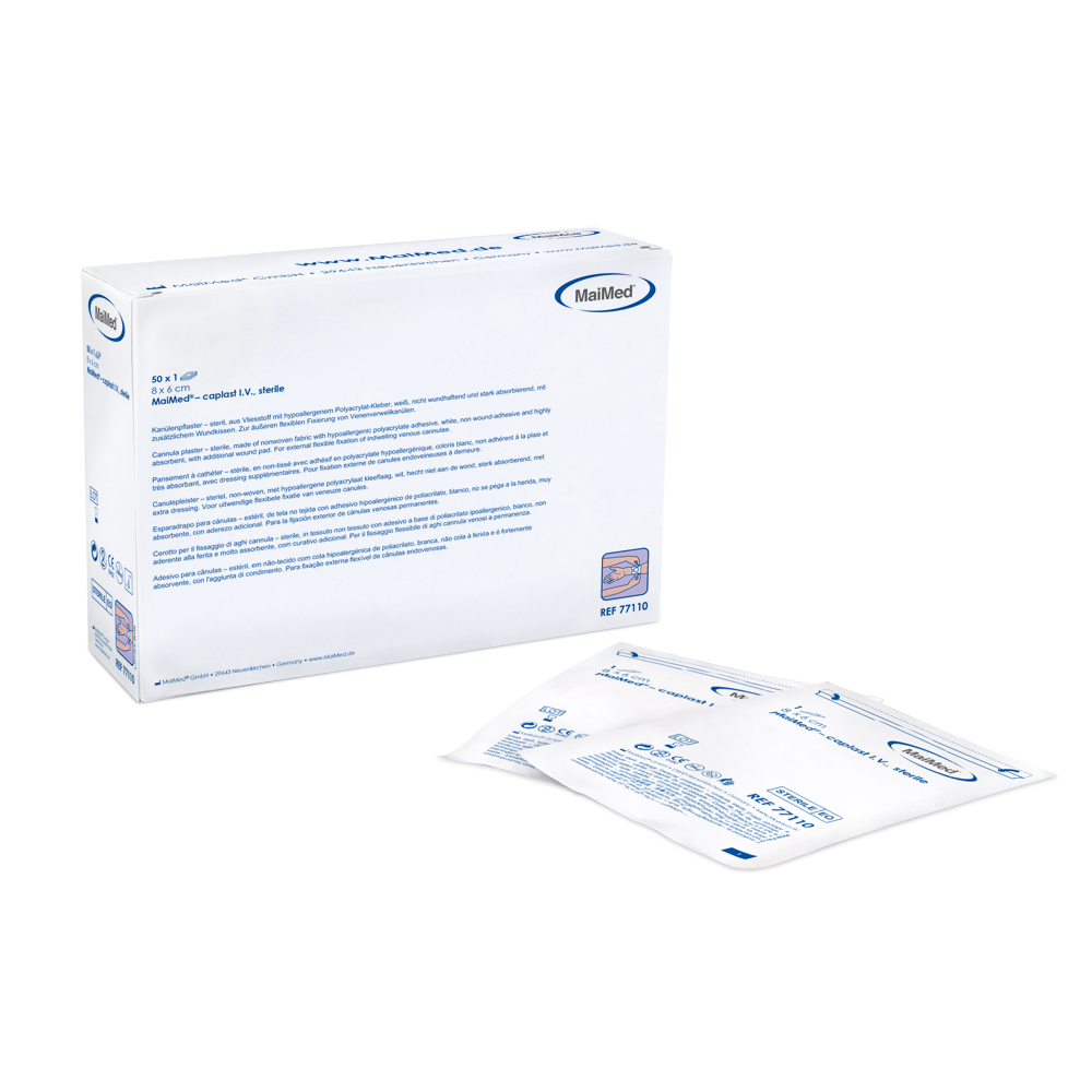 MaiMed-caplast I.V. sterile 8x6cm cannula plaster with wound pad 50x1pc/box | Box (50 pieces)