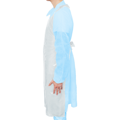 MaiMed-Apron Light PE, apron made of PE 75x120cm white, 100 pieces/pack, blocked, smooth surface | Pack (100 pieces)