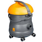 The TASKI vacumat 12 from Diversey Deutschland GmbH & Co. OHG is a powerful wet and dry vacuum cleaner for small or cluttered areas with a compact design, yellow lid, gray housing, carrying handle, and four swivel casters for easy mobility.