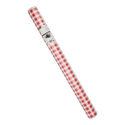 A roll of Starpak tablecloth foil (50 m x 80 cm) in red checkered pattern, depicted on a white background with a product label at the top edge.