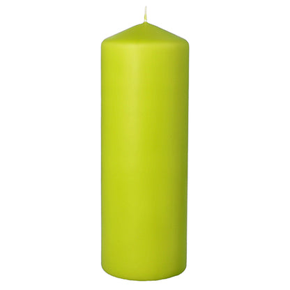 The PAPSTAR pillar candle Ø 70 mm, 200 mm from PAPSTAR GmbH is a high-quality green wax candle with a pointed top and visible wick – perfect as an elegant decoration for your living room.