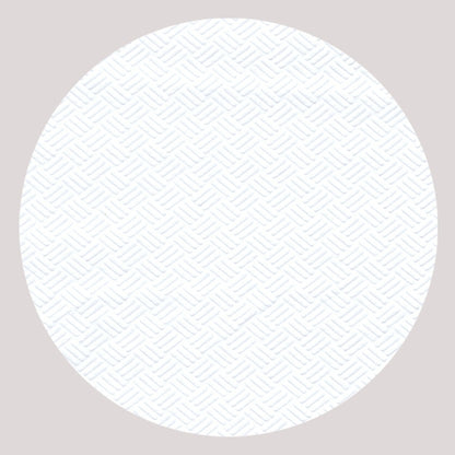 A white circle with a subtle diamond cross pattern, inspired by the PAPSTAR tablecloth (paper, white, 8 m x 118 cm), is centered on a light gray background. Thin blue lines form an even grid that reflects the design of the PAPSTAR GmbH.