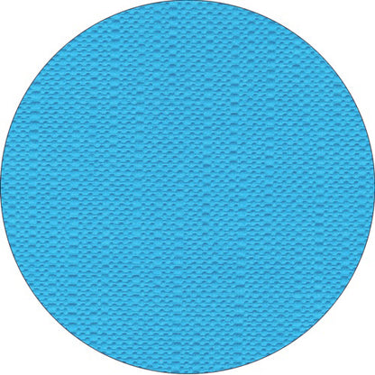 A round PAPSTAR tablecloth from the ROYAL Collection, made of high-quality tissue from PAPSTAR GmbH, features a textured light blue surface with a small, repeating pattern on a white background.