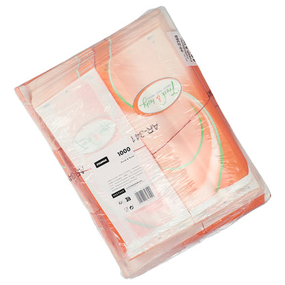 An airtight shrink wrap packaging from Starpak contains 1,000 white sight strip bags (33x16x8.7 cm) with the print "Fresh & Tasty". Product info and barcode are visible on the outside.
