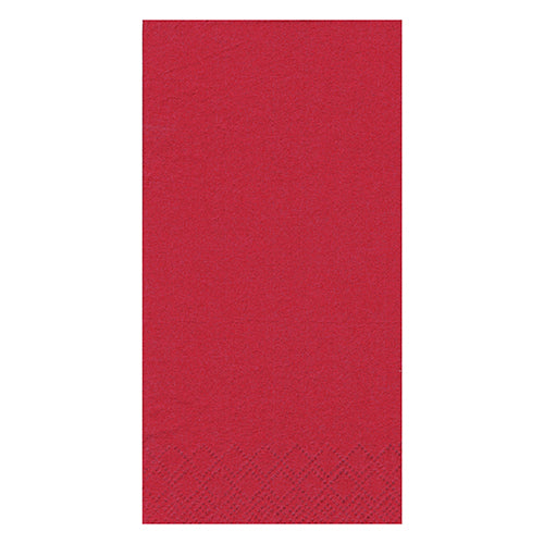 A single red 3-ply paper napkin by PAPSTAR GmbH (PAPSTAR 250 napkins, 1/8 fold) with a subtle embossed pattern at the bottom edge on a white background.