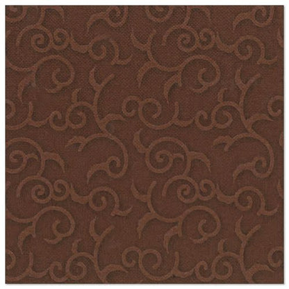 The PAPSTAR 50 napkins "ROYAL Collection" 1/4-fold 40 x 40 cm in brown by PAPSTAR GmbH are embossed with a tendril pattern, providing a textured, elegant touch - perfect for the set table.