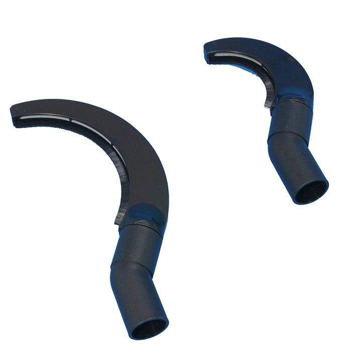 Two black pipe suction nozzle set attachments made of plastic from Diversey Deutschland GmbH & Co. OHG, designed for pipe suction, are shown in white. The set includes two curved nozzles with angled pipes in different sizes for vacuum hoses.
