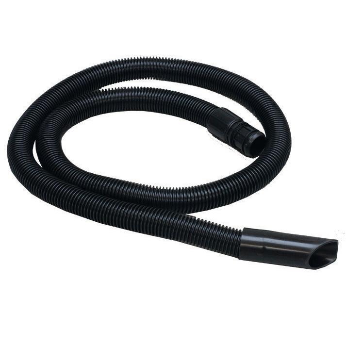 The Diversey suction hose 2.2 m complete for TASKI dorsalino/bora, with flexible, black-ribbed tube and narrow nozzle, is neatly coiled on a white background. Package: 1 piece.