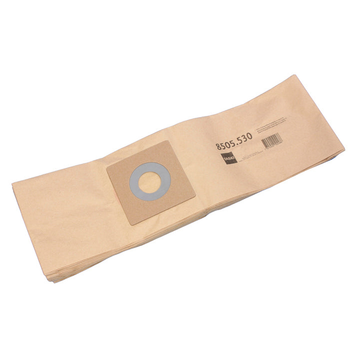 Double filter paper bags from Diversey Deutschland GmbH & Co. OHG for TASKI Tapiset 70: 10 brown paper bags with cardboard cap, round opening, print & barcode - reliable filter performance in a practical box (10 packs).