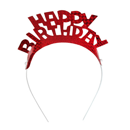 The 4 headbands color assorted "Metallic" from PAPSTAR GmbH are characterized by the shiny, metallic letters that form "HAPPY BIRTHDAY" in capital letters - ideal for festive parties.