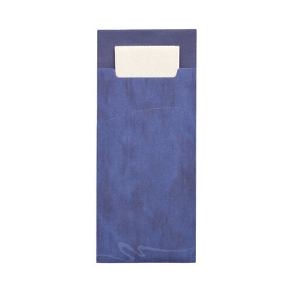 A white napkin is partially inserted into a PAPSTAR 520 cutlery pouch (20 x 8.5 cm, 2-ply, 33 x 33 cm) made of subtly patterned material from the brand PAPSTAR GmbH.