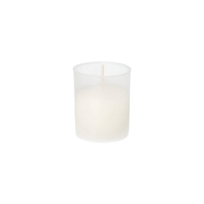 The transparent Starpak 4 party lights Ø 5 cm · 6.5 cm candles (4 pieces) are delivered in clear cylindrical holders with visible wicks – ideal from Starpak for special occasions, presented against a plain white background.