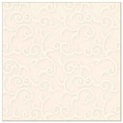 The PAPSTAR 20 napkins "ROYAL Collection" (40 x 40 cm, 1/4-fold) of PAPSTAR GmbH are cream-colored napkins with an embossed, ornate swirl pattern - ideal for elegant table decorations.