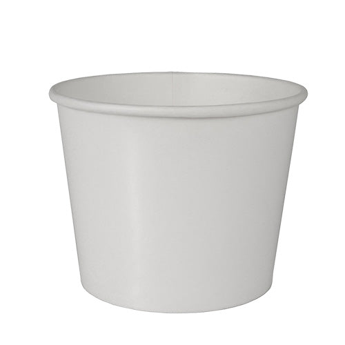 The Starpak 50 soup cup, cardboard "To Go" round white is a simple white disposable soup cup with a wide opening and slightly conical sides, perfect for soups or drinks to go.