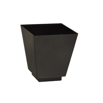 The PAPSTAR 50 finger food bowls from PAPSTAR GmbH are black, square bowls made of polystyrene plastic with a slightly conical design, wider at the top and narrower at the bottom, on a plain white background.