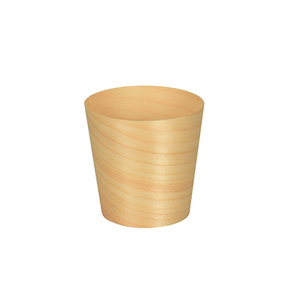The 50 finger food bowls, wood "pure" round from PAPSTAR GmbH are small, lightweight wooden cups with natural grain and smooth edges – perfect for eco-friendly serving. Pictured on a simple white background.