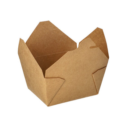 An open, brown PAPSTAR 50 lunch boxes made of cardboard "pure" by PAPSTAR GmbH stands on a white background.
