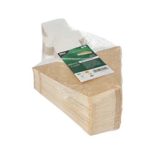 The PAPSTAR sandwich boxes with a viewing window, brown, made of PLA (50 pieces), come in a transparent, environmentally friendly packaging with a green-white label that highlights their sustainable design of the PAPSTAR GmbH.