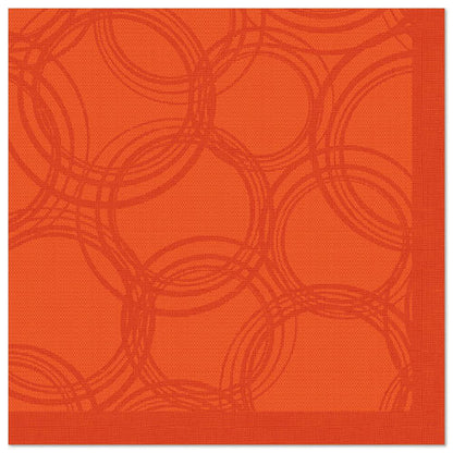 The PAPSTAR 50 napkins "ROYAL Collection" 1/4-fold 40 x 40 cm nectarine from PAPSTAR GmbH brings elegant style to the table with its square nectarine-orange hue and subtle circle patterns as well as the solid-colored border - ideal for any setting.