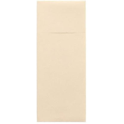 The Starpak 480 cutlery bags, Airlaid 40 cm x 33 cm with cutlery fold, are simple, light beige, rectangular envelopes with a flap at the top, ideal for the hygienic presentation of cutlery. Brand: Starpak.