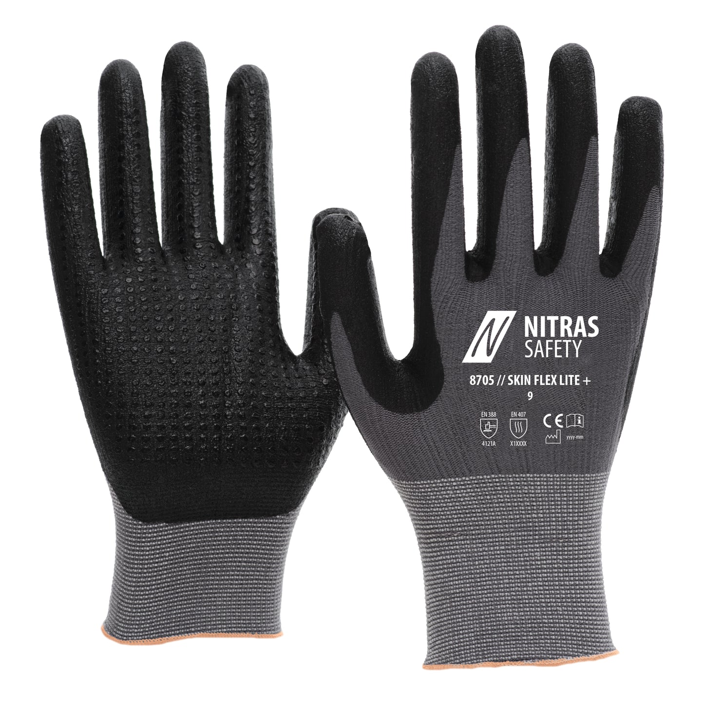 NITRAS SKIN FLEX LITE+, assembly gloves, gray / black