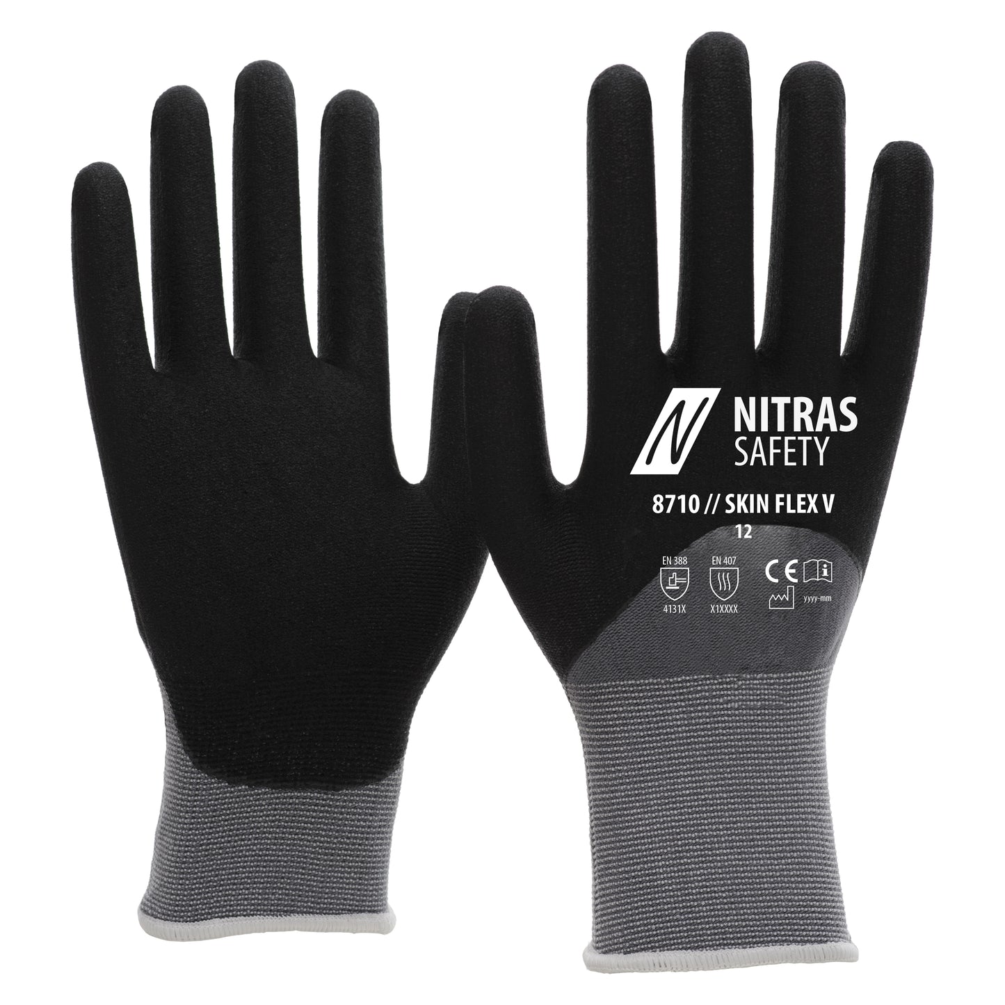 NITRAS SKIN FLEX V, assembly gloves, gray / black