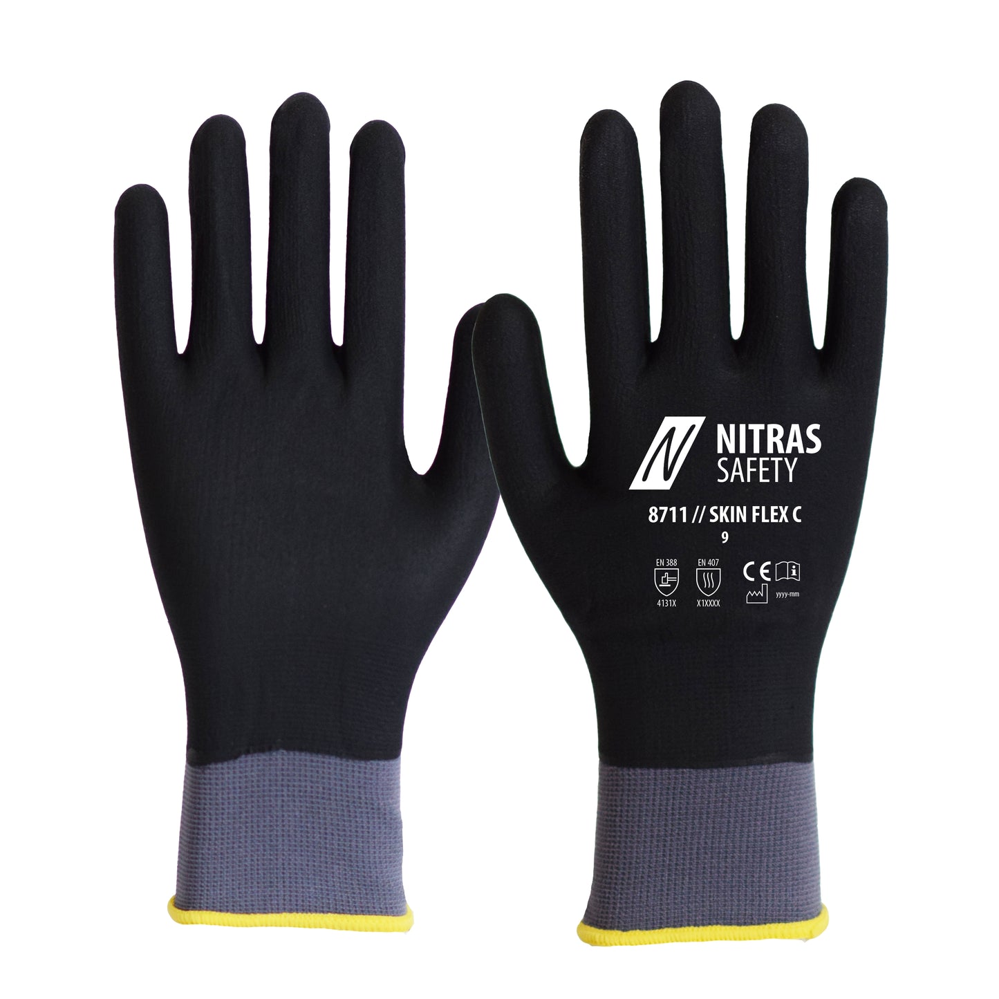 NITRAS SKIN FLEX 3D, assembly gloves, gray / black