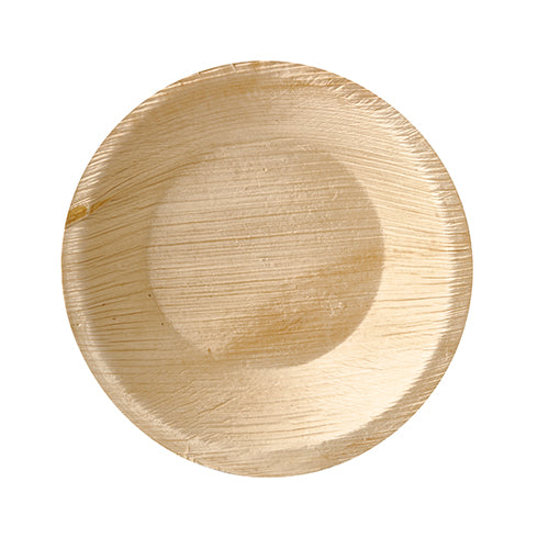 PAPSTAR 25 bowls, palm leaf "pure" round from PAPSTAR GmbH - round, light brown disposable bowls with natural wood grain. Perfect for sustainable events and environmentally friendly at the same time.