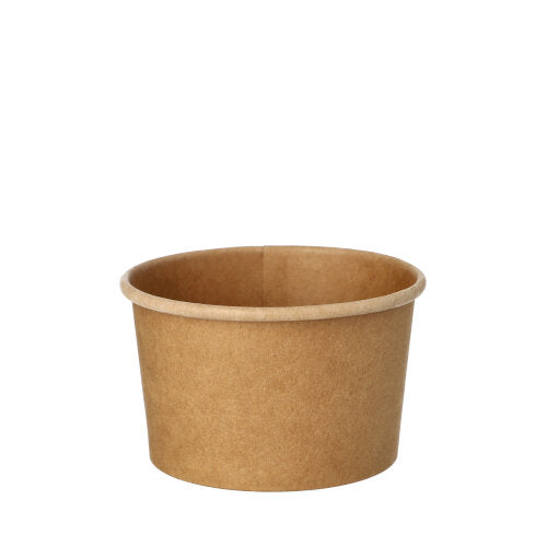 A simple brown PAPSTAR round soup cup (230 ml), ideal for soups and snacks, unbranded and empty, is depicted on a white background - perfect for use in the catering industry. Pack of 25 pieces by PAPSTAR GmbH.